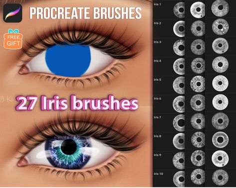 Procreate eye brushes - Get realistic iris stamps for your Procreate App. #procreate #procreatebrushes #procreateiris . #Drawing_Realistic_Eyes #Procreate_Ipad_Tutorials #Digital_Art_Software #Realistic_Eyes Drawing Realistic Eyes, Digital Art Tutorial Beginner, Digital Art Software, Realistic Eyes, Procreate Ipad Tutorials, Drawing Realistic, Ipad Tutorials, Procreate Ipad Art, Stamp Tutorial