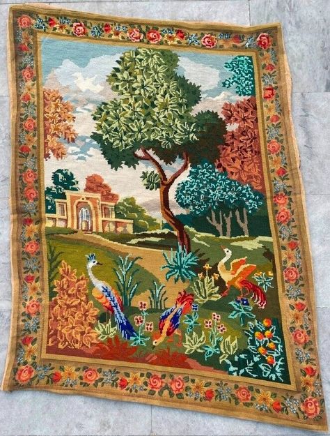 Handmade Tapestry, Cheap Wall Tapestries, French Tapestry, Tapestry Vintage, Handmade Tapestries, Aubusson Rugs, Bohemian Tapestry, Moroccan Kilim, Long Rug