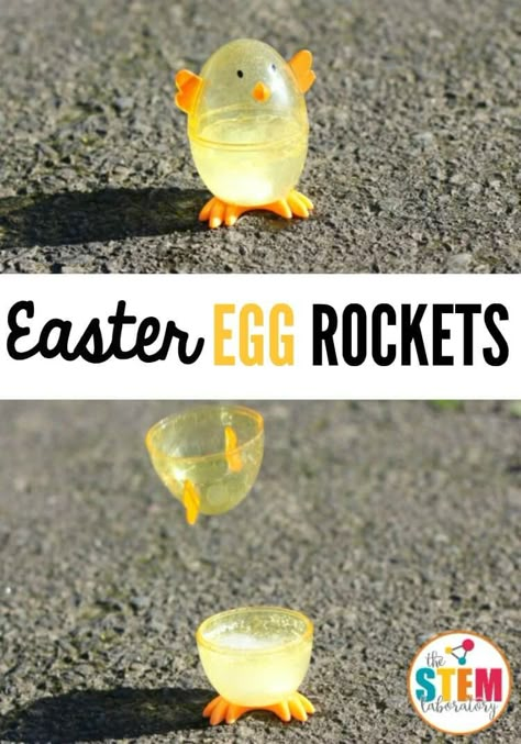 Easter Egg Rockets - The Stem Laboratory Cool Chemical Reactions, Easter Science, Science Experiment For Kids, Somebunny Loves You, Preschool Easter, Experiment For Kids, Easter Preschool, Kid Science, Kid Experiments