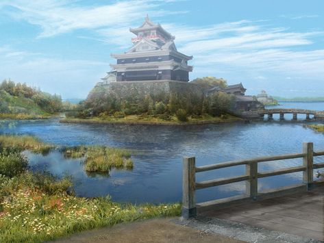 Japanese Castle Art - Samurai Warriors 3 Art Gallery Japanese Castle Art, Dnd Cities, Samurai Castle, Samurai Warriors 3, Japanese Palace, Castle Artwork, Medieval Japanese, Japanese Edo Period, Samurai Warriors