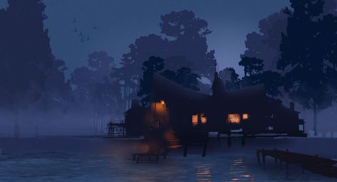 Night Environment Concept Art, Night Environment, Light Reference, Night Place, Painting Mood, Value Painting, Environment Painting, Vis Dev, Color Mood