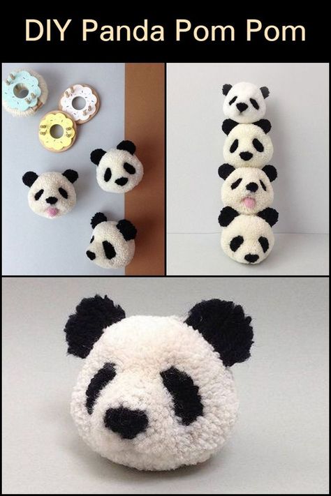 These DIY panda pom poms are pretty hard to resist… agree?  Panda pom poms… aren’t they adorable? Pom Pom Panda, Panda Ornament Diy, Panda Gifts Diy, Panda Craft Ideas, Panda Crafts For Kids, Dit Gifts, Panda Bear Crafts, Panda Crafts, Diy Panda