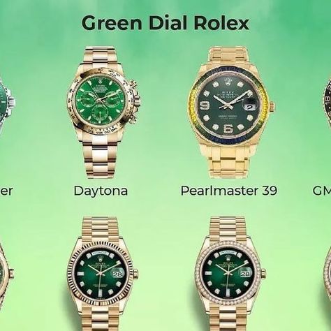 Luxury watches on Instagram: "Rolex has done a large number of different green Rolex dials in many different styles, hues, and executions. Some green dials are more special and distinct than some others. Some green dials just have a basic green color, others are decorated with shapes and patterns. Which green dial Rolex watches do you like?💚 ••• @rolexbykell . . . . . . . #orologio #orologiouomo #lovewatches #watchcollector #wristwatch #watchoftheday #horology #reloj #watchenthusiast #relogi Green Rolex Watch, Rolex Green Dial, Rolex Green, Shapes And Patterns, Green Bar, Rolex Date, Rolex Datejust, Luxury Watches, Rolex Watches