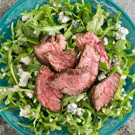 Dressing spicy arugula with a simple vinaigrette and fortifying it with tender steak tips makes for a quick and elegant dinner salad. Salad With Steak, Milk Goats, Csa Farm, Csa Box, Cooks Country Recipes, Country America, Cooks Country, Steak Tips, Illustrated Recipes