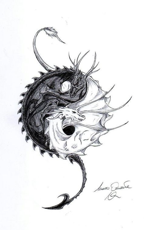 Dragons Intertwined, Dragon Yin Yang Tattoo, Black Dragon Tattoo, Ying Yang Tattoo, Dragon Tattoos For Men, Dragon Tattoo Art, Yin Yang Art, Yin Yang Tattoos, Dragon Tattoo Designs