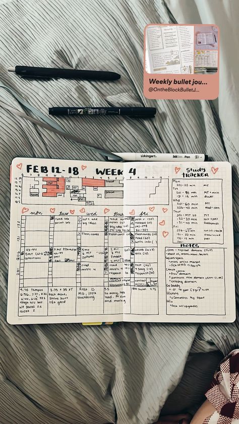 Valentine’s Day bullet journal weekly spread. Academic planner with study tracker. fitnessgoalplanner #7daymealplanner #plannerparaimprimir. Academic Bullet Journal, Study Tracker Bullet Journal, Bullet Journal Sections, To Do Notes, Study Tracker, Academic Journal, Free Planner Printables, Planner Weekly Layout, Student Weekly Planner