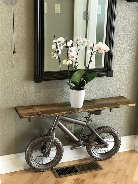 Bike Table, Wall Lamps Diy, Bicycle Decor, Small House Interior Design, Wooden Pallet Furniture, Wall Painting Decor, Coffee Bar Home, Baby Room Furniture, Rust Oleum