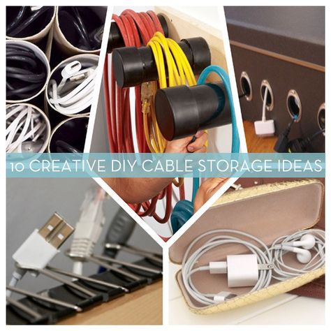 10 DIY Cord and Cable Organizers. Need this for baby proofing! Cable Organizer Diy, Organizing Motivation, Organizing House, Organising Ideas, Organization Station, Hanger Organizer, Cord Storage, Diy Craft Room, Cable Storage