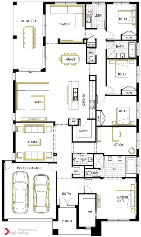 Australian House Plans, House Plans Australia, House Plan Design, Number Book, Single Storey House Plans, House Plans South Africa, 2 Story House, Duplex Floor Plans, Ideal House