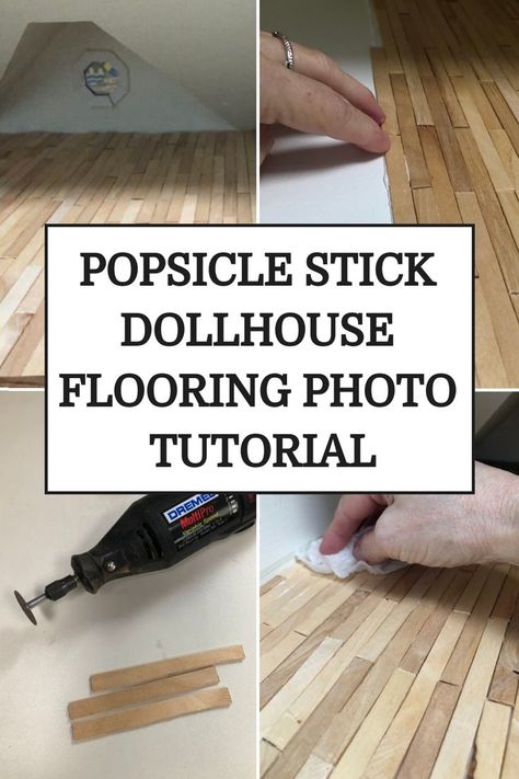 how to make popsicle stick dollhouse floors photo tutorial Dollhouse Flooring Ideas, Dyi Doll House, Popsicle Sticks Diy, Dollhouse Flooring, Dollhouse Furniture Tutorials, Doll House Flooring, Diy Wood Floors, Sticks Furniture, Diy Popsicle