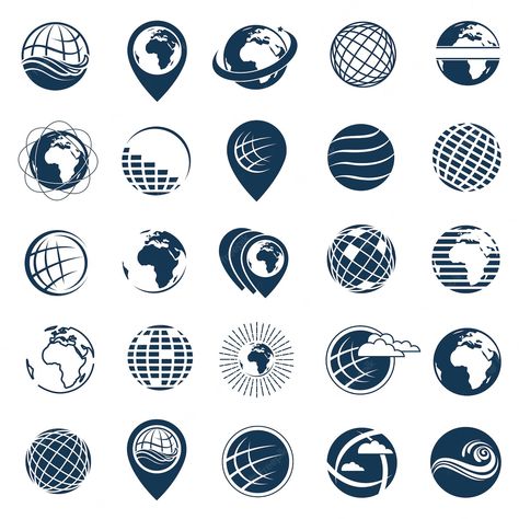 Premium Vector | Earth logo set Earth Logo, Cow Logo, Planet Logo, Globe Logo, Waves Icon, How To Think, Pineapple Images, Earth Design, Think And Grow Rich