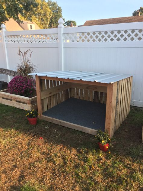 Outside Dog Shelter Diy, Simple Dog House Outdoor, Dog House Diy Plans Outdoor, Dog House Ideas Outdoor Simple, Dog House Of Pallets, Dogs House Outdoor, Diy Dog Kennel Outdoor Pallets, Diy Pet House Outdoor, Diy Dog Bed Outdoor