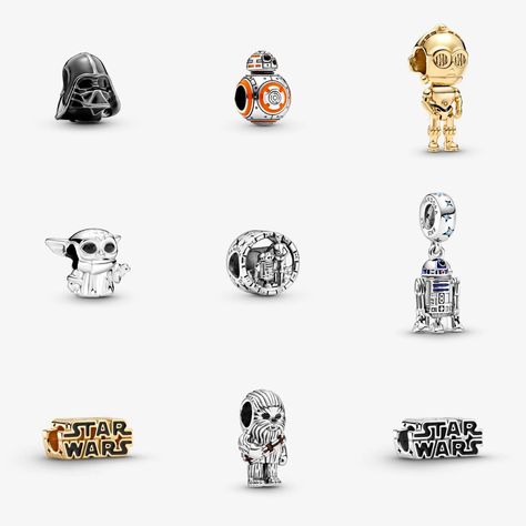 Disney Pandora Bracelet, Pandora Star, Pandora Bracelet Charms Ideas, Korean Street Fashion Men, Star Wars Jewelry, Italian Bracelet, Star Wars Fashion, Charms Pandora, Pandora Disney