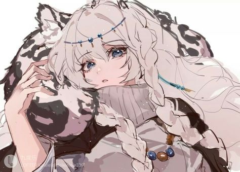 Anime Snow, Female Monster, Mountain Lion, Art Base, Snow Leopard, White Hair, Fantasy Character Design, Character Design Inspiration, Character Concept