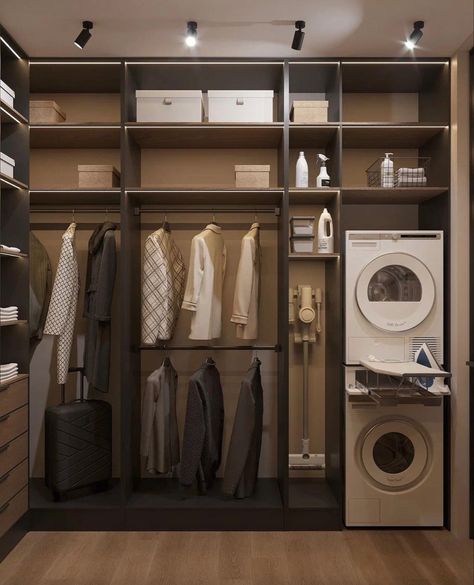 Laundry And Dressing Room, Primary Closet, Wardrobe Space, India Home Decor, Bathroom Laundry Room, Living Place, Closet Room, Laundry Closet, Laundry Mud Room