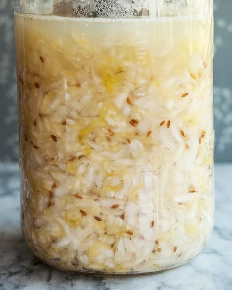 How to Make Sauerkraut (Easy Mason Jar Recipe) | The Kitchn Mason Jar Recipe, Making Sauerkraut, Fermented Sauerkraut, Homemade Sauerkraut, Healthy Probiotics, Sauerkraut Recipes, Fermentation Recipes, Important Things To Know, Fermented Vegetables