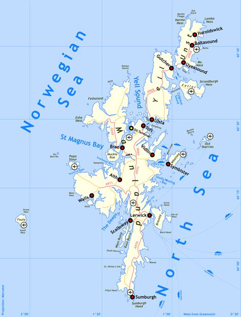 This is a list of Shetland islands in Scotland. The Shetland archipelago is located 100 kilometres north of mainland Scotland and the capital Lerwick is almost equidistant from Bergen in Norway and Aberdeen in Scotland. The Shetland archipelago comprises about 300 islands and skerries, of which 16 are inhabited. In addition to the Shetland Mainland the larger islands are Unst, Yell and Fetlar. Shetland Islands Scotland, Norse Names, Shetland Islands, Bergen Norway, Island Map, Scotland Uk, Scottish Islands, Interesting Places, Iron Age