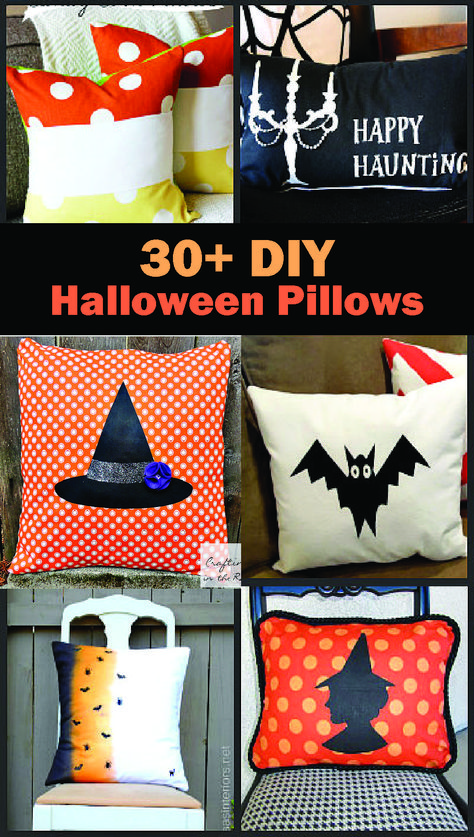 DIY Halloween pillows Halloween Pillows To Sew, Halloween Pillow Covers Diy, Diy Halloween Fabric Crafts, Halloween Pillow Diy, Diy Halloween Pillow, Halloween Pillows Diy, Pillows To Make, Diy Halloween Witch, Spooky Halloween Desserts