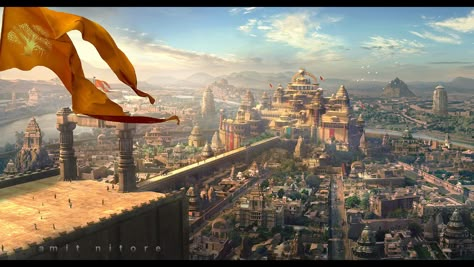 Fantasy Cities, Ancient Indian Architecture, Jaime Lannister, Vedic Art, Hinduism Art, 3d Modelle, Fantasy City, Arya Stark, Fantasy Castle