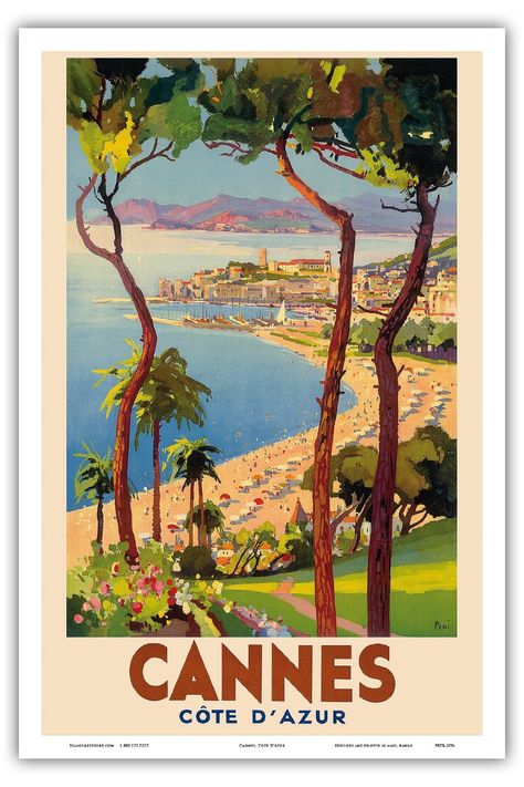 Cannes - Cote dAzur, France - French Riviera - Vintage World Travel Poster by Lucien Peri c.1938 - Master Art Print - 12in x 18in: Amazon.ca: Maison et Cuisine Vintage French Posters, French Travel, French Poster, Retro Travel Poster, Art Deco Posters, Island Art, Cannes France, Vintage Travel Poster, Vintage Poster Art