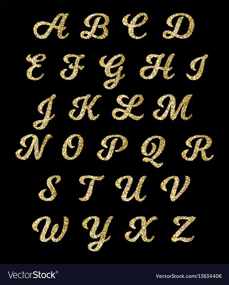 Golden Alphabet Letters, Gold Letters Alphabet, Vector Letters, Calligraphy Fonts Alphabet, Font Letters, Friendship Photos, Gold Font, Cursive Alphabet, Glitter Text