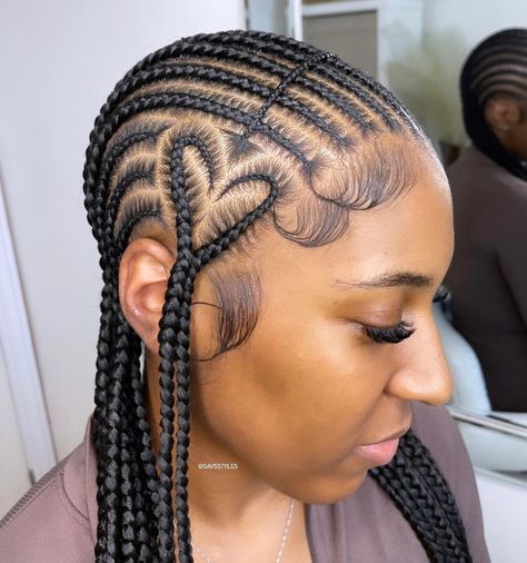 Small Cornrows With Heart, Straight Back With A Heart, 8 Stitch Braids With Heart, Straight Back Cornrows With Heart, Back Braids With Heart, Straight Back With Heart, Feedin Braids With Heart, All Back Braids, Braids All Back