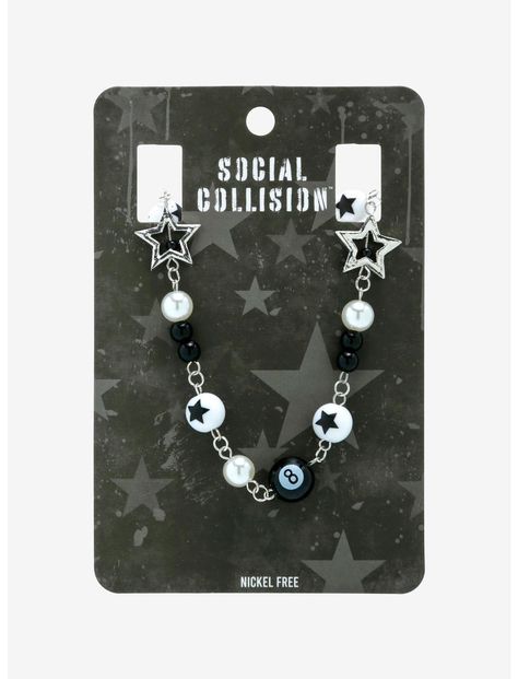 Social Collision 8 Ball Star Bead Necklace | Hot Topic Hot Topic Necklaces, Social Collision, Hot Topic Jewelry, Bday List, Star Clothing, Black And White Stars, Grunge Outfit, Cute Birthday Gift, Family Jewels