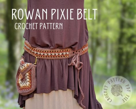 Crochet Festival Belt Pattern, Pixy Belt, Crochet Pixie Belt, Crochet Belt Pouch, Fairy Granny Square, Crochet Fanny Pack Pattern, Pixie Pocket Belt, Pixie Belt, Crochet Fanny Pack