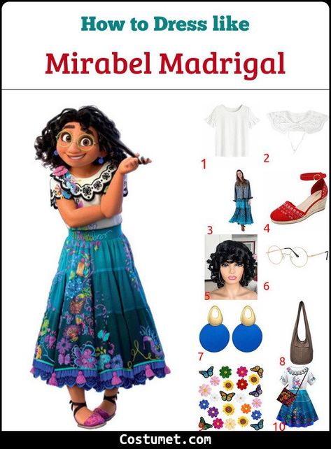 Mirabel Madrigal (Encanto) Costume for Cosplay & Halloween Mirabel Halloween Costume, Mirabel Madrigal Costume, Family Madrigal Costumes, Mirabel Encanto Cosplay, Halloween Costumes Encanto, Encanto Family Costume, Encanto Outfit Ideas, Mirabel Cosplay, Encanto Cosplay