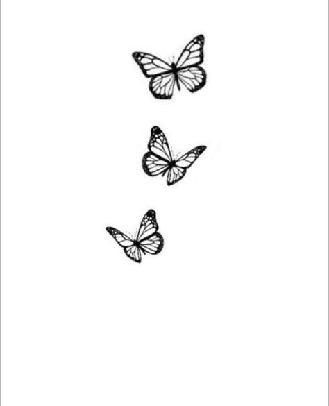 3 Butterflies Tattoo, 3 Small Butterflies Tattoo, Small Tattoos For Women Ideas, Tattoos Simplistic, Tattoo Papillon, Tatus Ideas, Love Tattoo Ideas, Tattoo Writing, Butterfly Tattoos On Arm