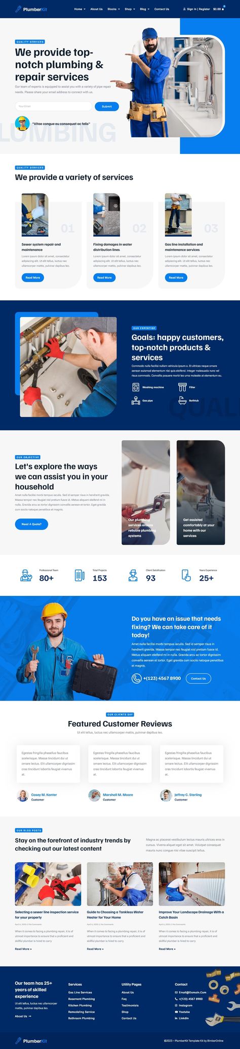 PlumberKit - Plumbing Services Elementor Template Kit Webpage Design Layout, Plumbing Business, Web Design Websites, Ui Design Dashboard, Ui Design Website, Plumbing Problems, Business Website Design, Plumbing Services, Creative Web Design