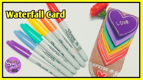 Diy Pride Crafts, Pride Crafts, How To Make Things, Pride Diy, Waterfall Card, Card Easy, Easy Handmade, Embellishment Diy, Water Fall