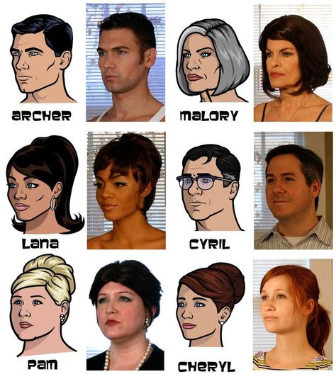 Archer cast and their real life inspiration Sterling Archer Fanart, Archer Movie, Archer Show, Archer Funny, Archer Series, Archer Cartoon, Archer Tv Show, Archer Fx, Sterling Archer