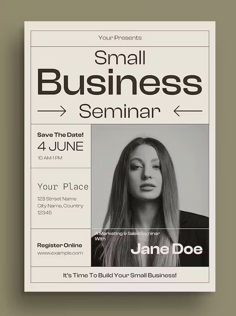 Grey Minimalist Small Business Seminar Flyer Template AI, PSD Flyer Design Layout Templates, Minimalistic Flyer Design, Minimalist Flyer Design, Minimalist Flyer, Minimal Flyer Design, Advertising Graphics, Pamphlet Design, Flyer Design Layout, Minimalist Graphic Design