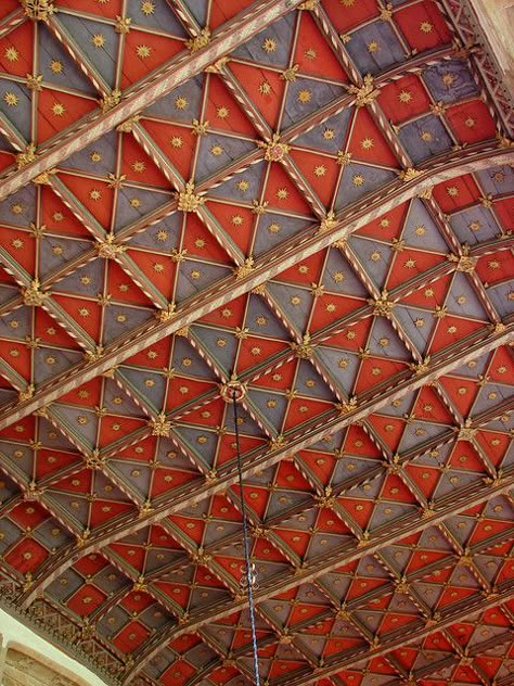 The medieval refectory ceiling, forde abbey, dorset | Flickr Medieval Revival Interior, Tudor Ceiling, Medieval Ceiling, Green And Blush Bedroom, Sage Green And Blush Bedroom, Medieval Interior Design, Measure For Curtains, Forde Abbey, Blush Bedroom Ideas