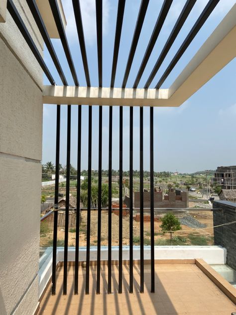 Pargola design in front open type Balcony #tamilveedu #house #interior #balcony #balconyideas Balcony Roof Ideas, Balcony Pergola, House Balcony Ideas, Porch Covers, Culinary Garden, Balcony Exterior, Roof Balcony, Balcony Roof, Gable Wall