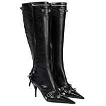 Check this out! Plus Size Boots, Pointy Heels, High Heel Boots Knee, Womens Stilettos, Zipper Boots, Buckle Boots, Knee High Leather Boots, Black Boots Women, Womens Knee High Boots