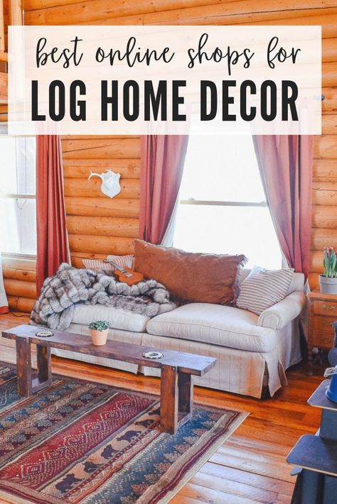 Log Home Living Room, Log Home Decor, Log Cabin Living Room, Cabin Living Room Decor, Cabin Homes Interior, Mountain Cabin Decor, Cabin Interior Design, Log Cabin Furniture, Log Cabin Living