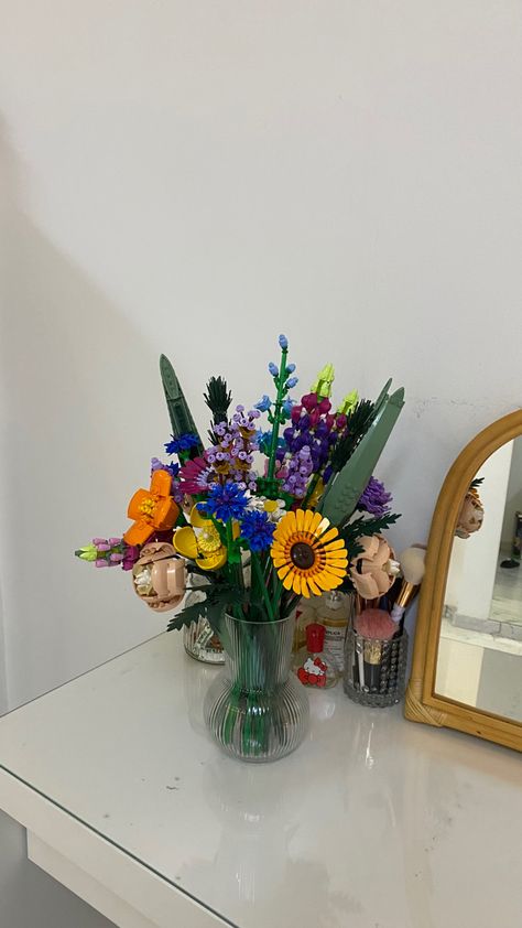 Lego Flower Bouquet Vase, Lego Flowers Vase, Lego Flowers In Vase, Lego Bouquet Aesthetic, Lego Collection Aesthetic, Lego Wildflowers, Lego Wildflower Bouquet, Lego Flower Bouquet Aesthetic, Lego Flower Vase