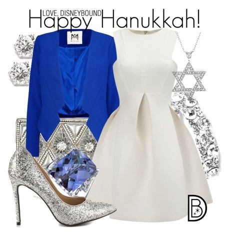 Happy Hanukkah! by leslieakay on Polyvore featuring polyvore, fashion, style, Milly, Penny Loves Kenny, H&M, Oravo, Hanukkah, disneybound and holidaystyle Hanukkah Outfits, Disney Bound Outfits, Disney Inspired Outfits, Stitch Fix Outfits, Casual Cosplay, Movies Outfit, Groundhog Day, Happy Hanukkah, Kwanzaa