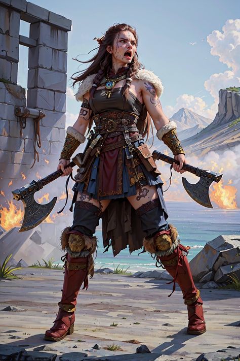 Female Warrior Cosplay, Viking Outfit Woman Warriors, Viking Female Warrior, Viking Female, Female Viking, Viking Girl, Dc Heroes, Anime Artwork, Character Concept