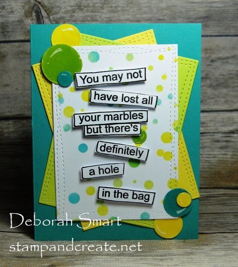 Laugh 'Til You Leak - Scrapbook.com Stencil Background, Snarky Humor, Simple Scrapbook, Card Sentiments, White Gel Pen, Yellow Paper, Platform Game, Scrapbook Journal, Distress Ink