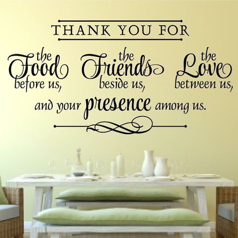 Church Kitchen, Scripture Wall Decal, Family Wall Decals, Kitchen Wall Decals, Bless The Food, Vinyl Wall Quotes, Teacher Signs, Family Wall Decor, Kitchen Decor Wall Art