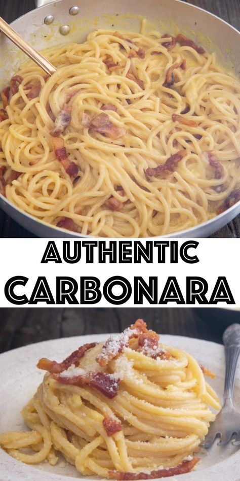 Spaghetti Carbonara Egg Yolk, Authentic Pasta Carbonara Recipe, Carbonara Pasta Rome, Pasta Al Carbonara, Authentic Pasta Carbonara, Carbanora Pasta, 15 Minute Pasta, Carbonara Recipe With Egg, Best Spaghetti Carbonara Recipe