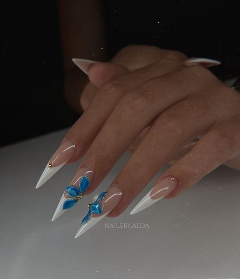 Blue Stiletto Nails, Blue French Tips, Baby Blue Nails, Nails Stiletto, Christian Quotes God, Winter Fashion Outfits Casual, Blue French, Fire Nails, French Tip Nails