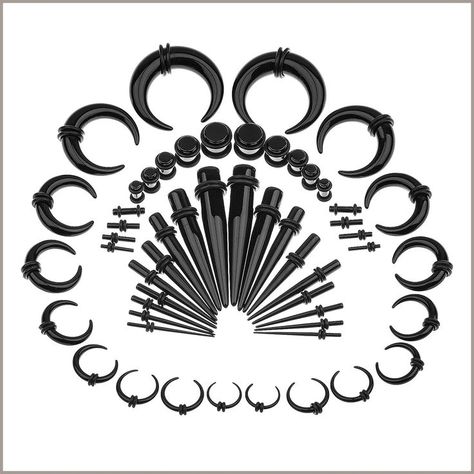 Memsion Ear Stretching Kit 54 Pieces 14G-00G Ear Gauges Expander Set Acrylic Septum Piercing Kit Crescent Spiral Buffalo Tape Septum Gauge, Stretched Septum, Ear Stretching, Tapers And Plugs, Piercing Kit, Piercing Aftercare, Ear Gauges, Stretched Ears, Gauges Plugs