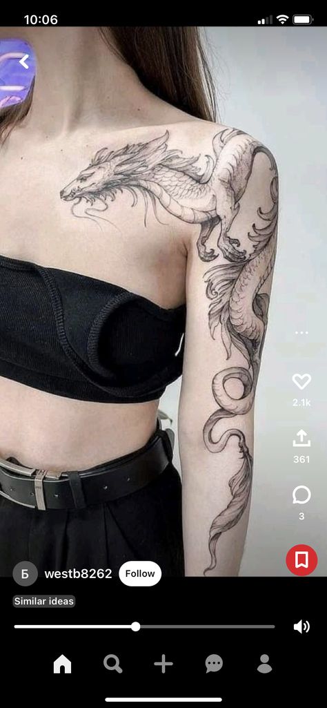 Tattoo Japonais, Dragon Tattoo Shoulder, Dragon Tattoo Drawing, Floral Tattoo Shoulder, Dragon Tattoo For Women, Elements Tattoo, Muster Tattoos, Greek Tattoos, Dragon Tattoo Designs