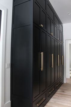 Black Cabinets Butlers Pantry, Built In Storage Cabinets Hallways, Small Mud Room Cabinets, Black Cabinetry Kitchen, Black Cabinets Office, Tricorn Black Kitchen Cabinets, Black Mudroom Cabinets, Tricorn Black Cabinets, Black Mud Room