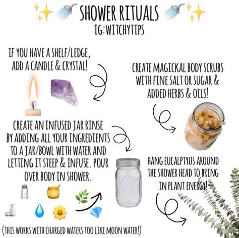 Shower Ritual, Bath Rituals, Witch Rituals, Teen Witch, Green Witchcraft, Spiritual Bath, Bath Recipes, New Moon Rituals, Witch Spirituality