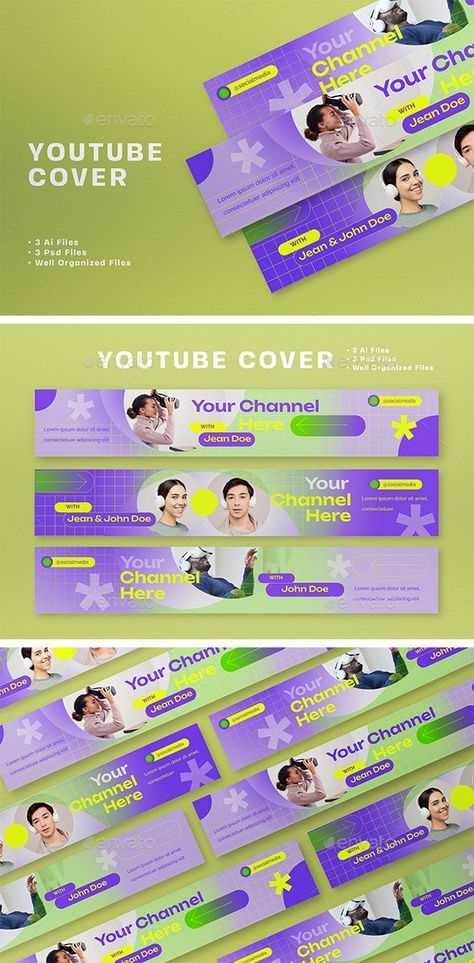 Purple Gradient Alternative Design YouTube Cover - YouTube Social Media Banner Social Media Design, Purple Social Media Design, Gradient Mesh Design, Social Media Infographic Design, Youtube Cover Design, Purple Graphic Design, Gradient Graphic Design, Gradient Social Media, Metaverse Design